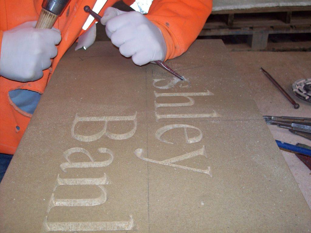 V-Cut Lettering in Natural Stone