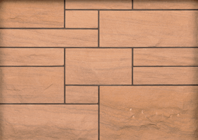 Locharbriggs sandstone Rock Faced ashlar sample panel by Cumbrian Stone