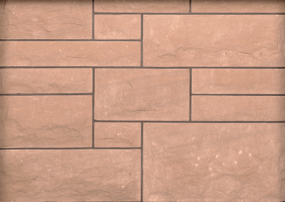 St Bees sandstone Rock Faced sample panel by Cumbrian Stone