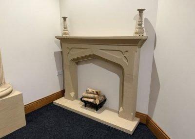 The Tudor fire surround in Longridge sandstone